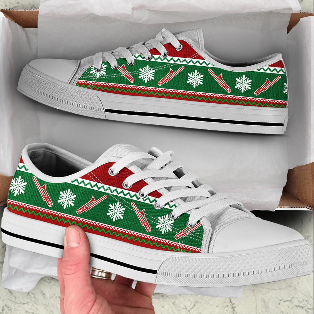 Trombone Christmas Knitted Seamless Low Top Shoes, Low Top Designer Shoes, Low Top Sneakers