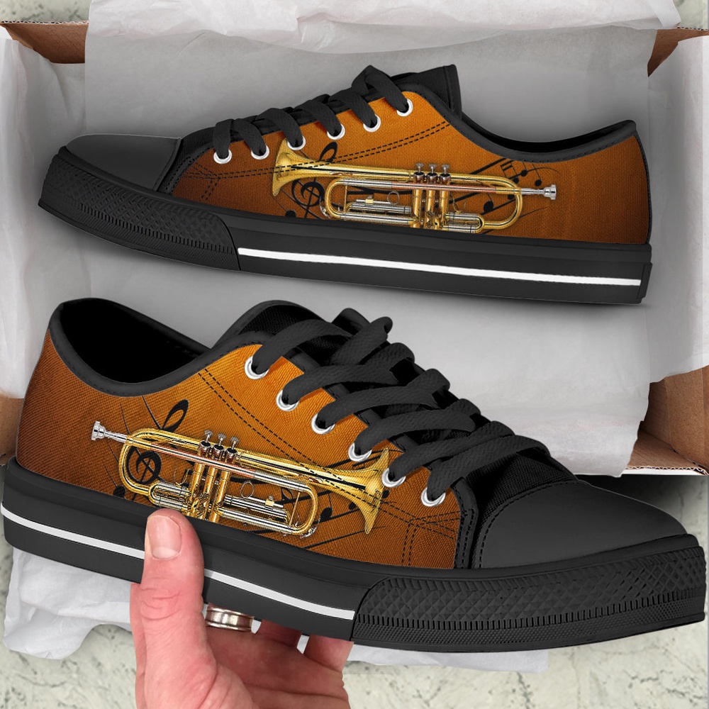 Trumpet Music Note Low Top Music Shoes, Low Top Designer Shoes, Low Top Sneakers