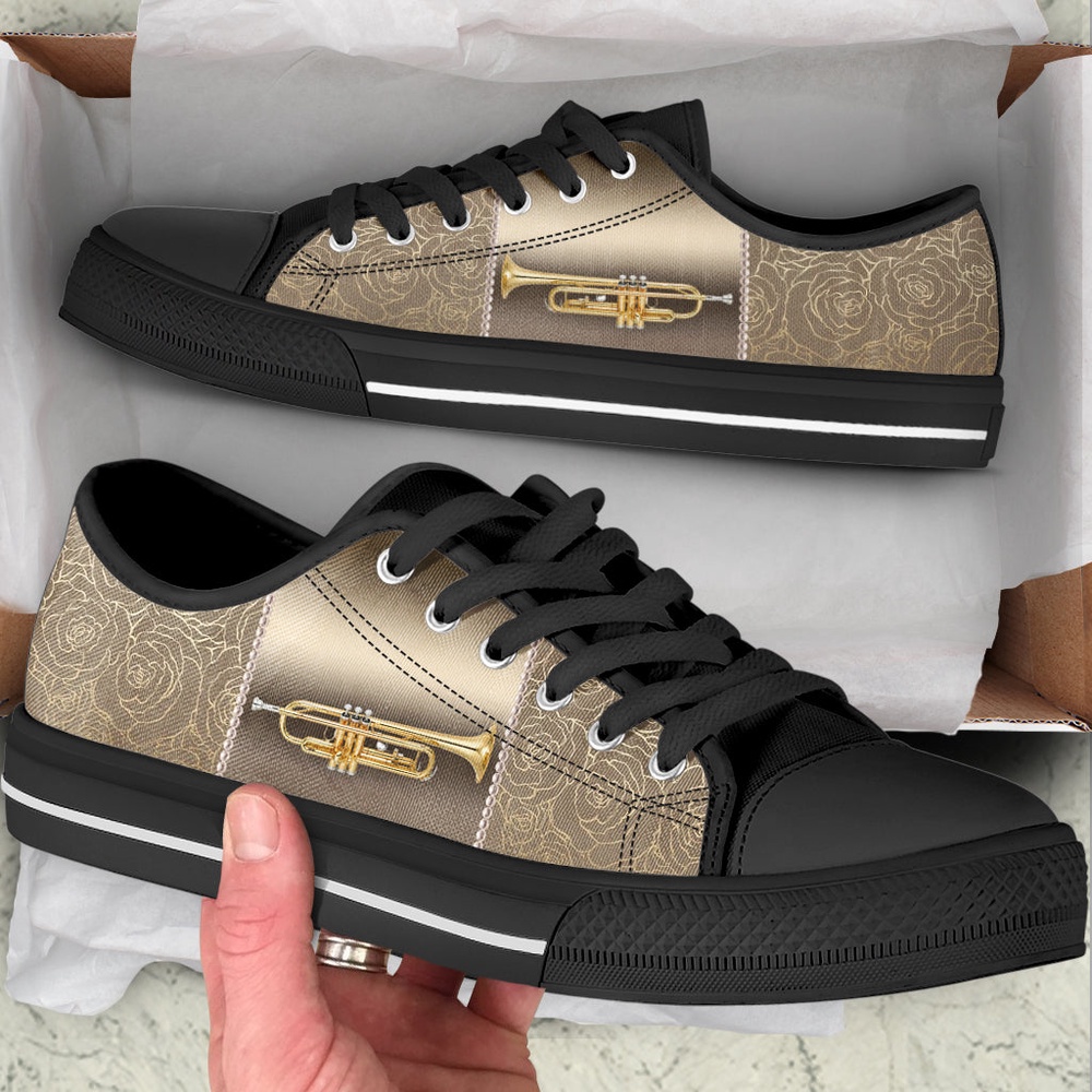 Trumpet Rose Metal Low Top Music Shoes, Low Top Designer Shoes, Low Top Sneakers