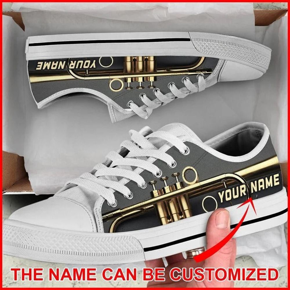 Trumpet Shortcut Personalized Canvas Low Top Shoes, Low Top Designer Shoes, Low Top Sneakers