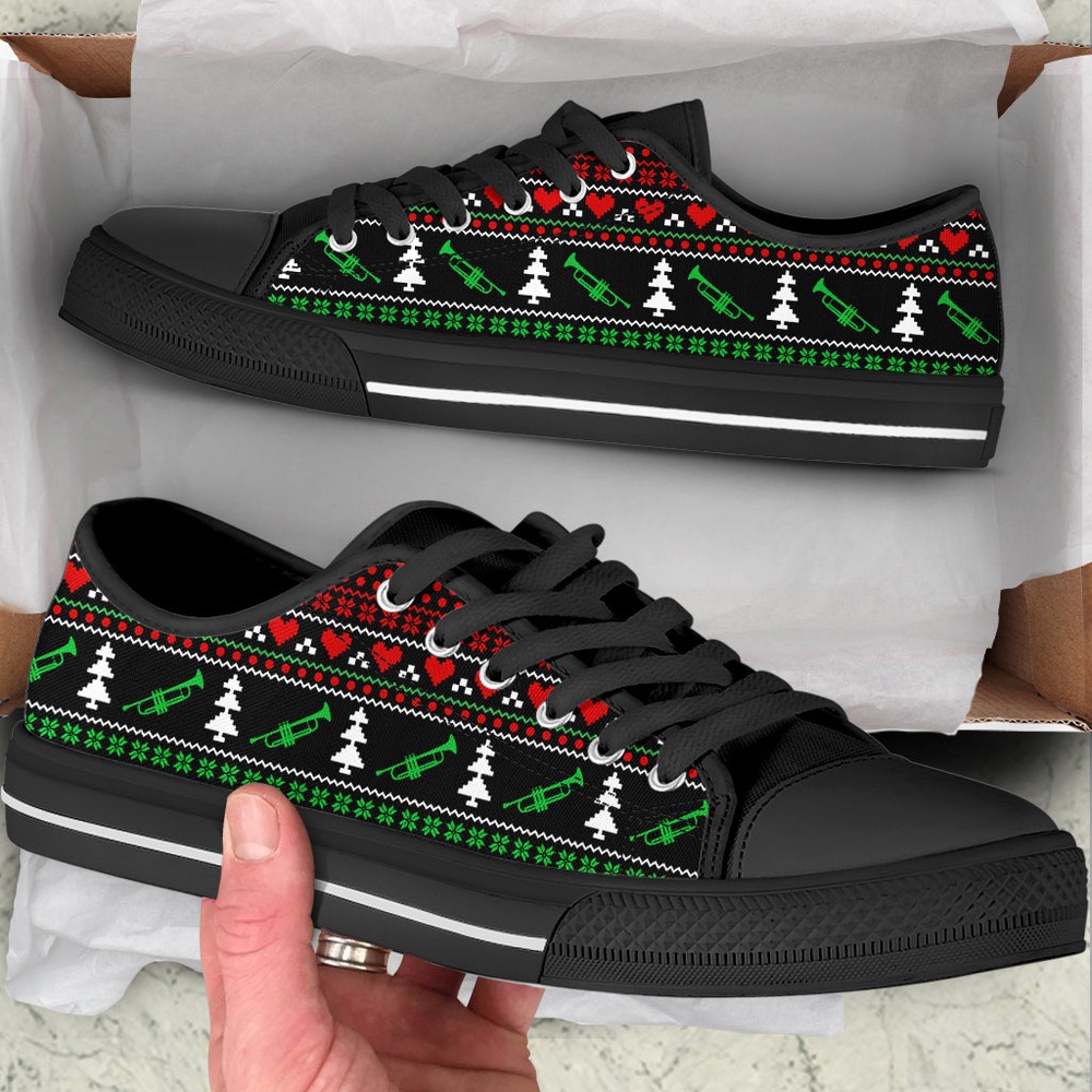 Trumpet Symbol Christmas Low Top Shoes, Low Top Designer Shoes, Low Top Sneakers