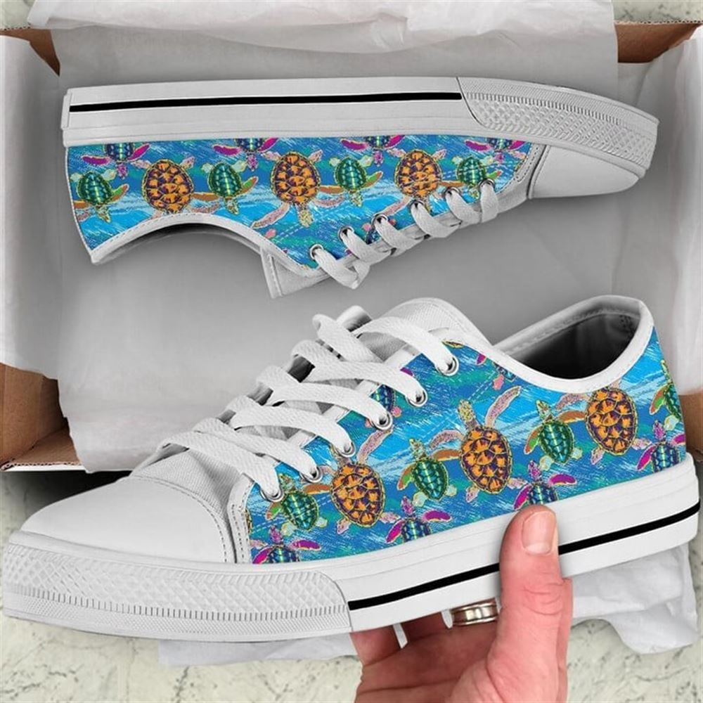 Turtle Watercolor Low Top Shoes, Low Top Designer Shoes, Low Top Sneakers