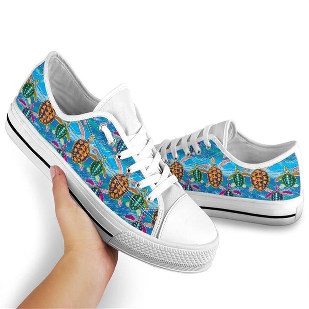 Turtle Watercolor Low Top Shoes, Low Top Designer Shoes, Low Top Sneakers