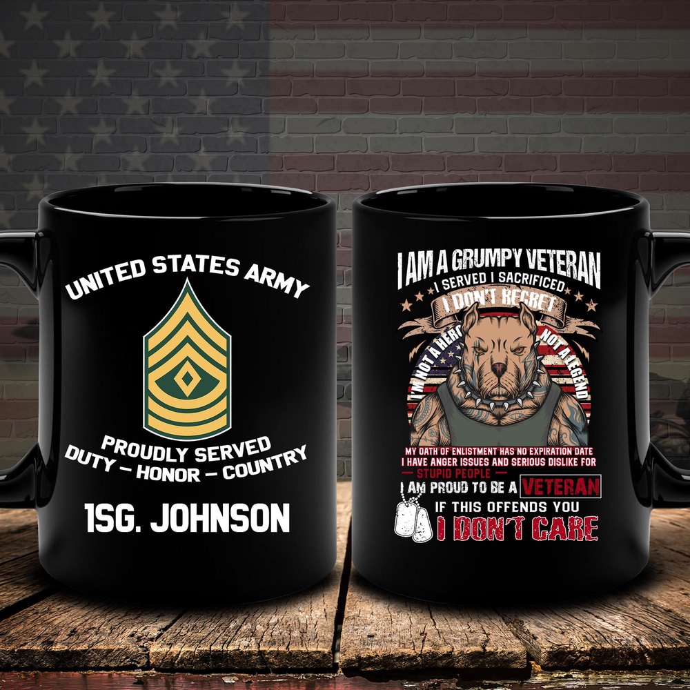 US Army Mug Custom Your Name And Rank, I Am Grumpy Veteran Army Mug, Us Army Coffee Mug, Veteran Coffee Mugs, Military Mug