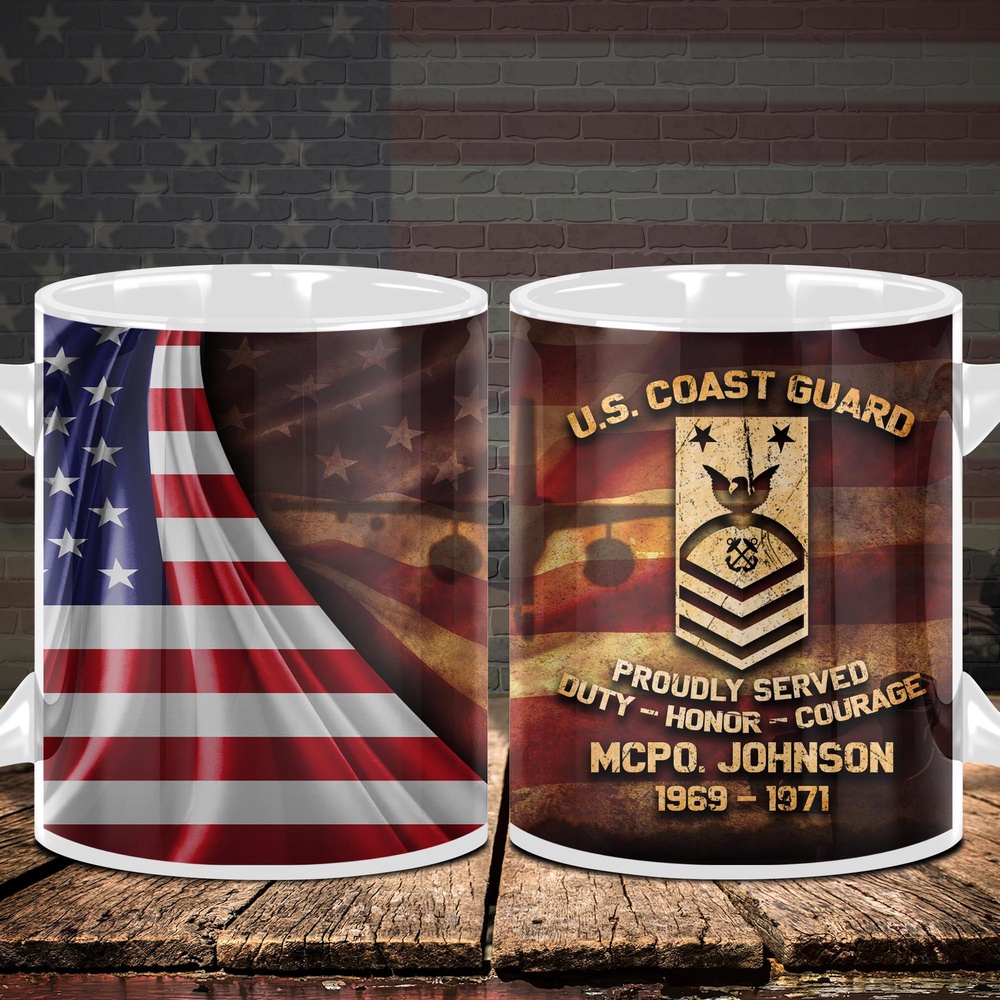 US Coast Guard Military Proudly Served, Military Mug American Flag, Veteran Coffee Mugs, Military Mug