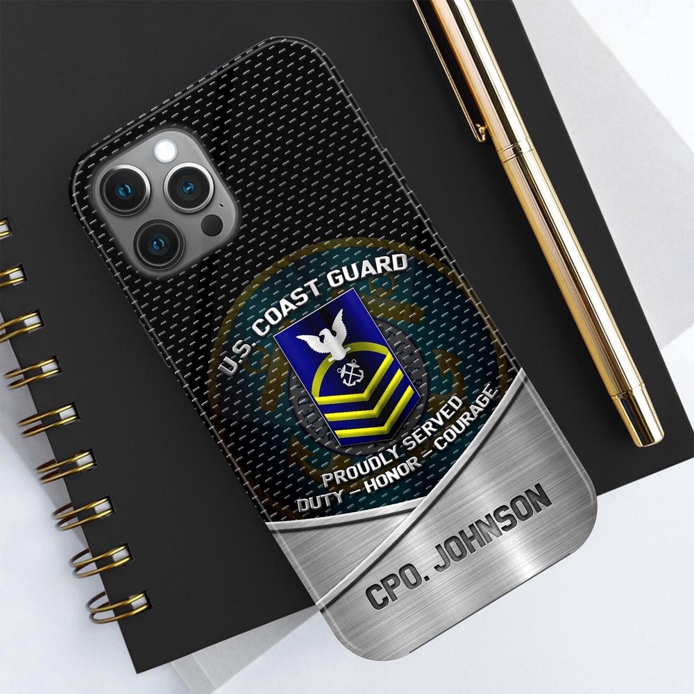 US Coast Guard Phone Case Custom Your Name And Rank, Veteran Phone Case, Military Phone Cases