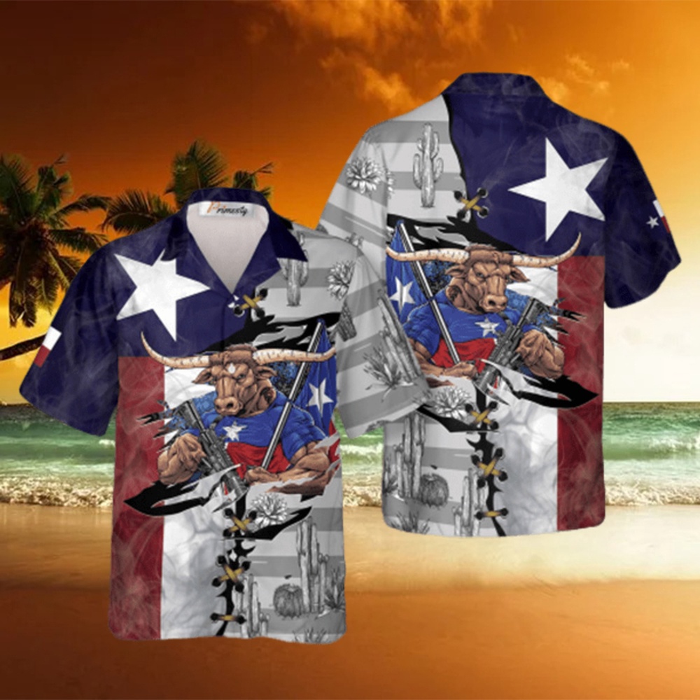 US Flag Longhorn Texas Hawaiian Shirts, Texas Hawaii Shirt, Texas Shirt US Flag Longhorn Texas Hawaiian Shirts, Texas Hawaii Shirt, Texas Shirt