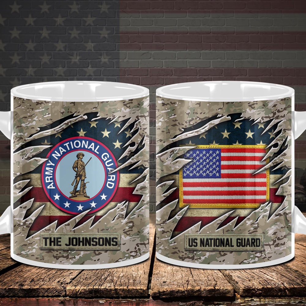 US National Guard Camo Mug Proudly Served Duty Honor Country Mug, Veteran Coffee Mugs, Military Mug