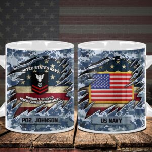 US Navy Camo Mug Proudly Served Duty Honor Country Mug, Us Navy Coffee Mug, Veteran Coffee Mugs, Military Mug