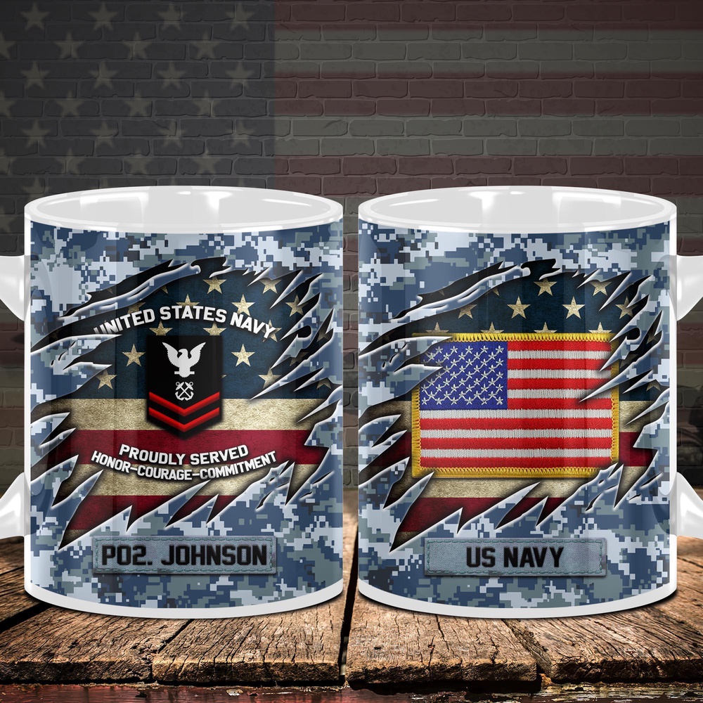 US Navy Camo Mug Proudly Served Duty Honor Country Mug, Us Navy Coffee Mug, Veteran Coffee Mugs, Military Mug