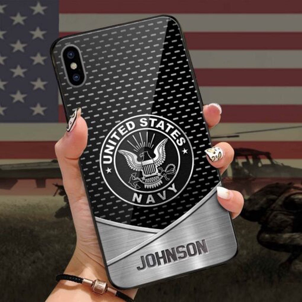 US Navy Gifts For Military, Custom Veteran luminous Phone case, Military Phone Cases, Navy Phone Case