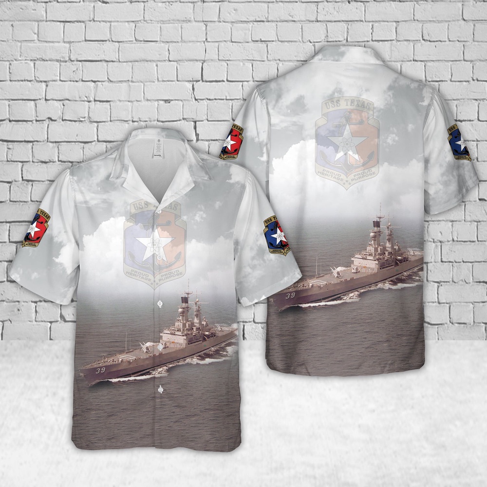 US Navy USS Texas (CGN-39) Hawaiian Shirt, Texas Hawaii Shirt, Texas Shirt