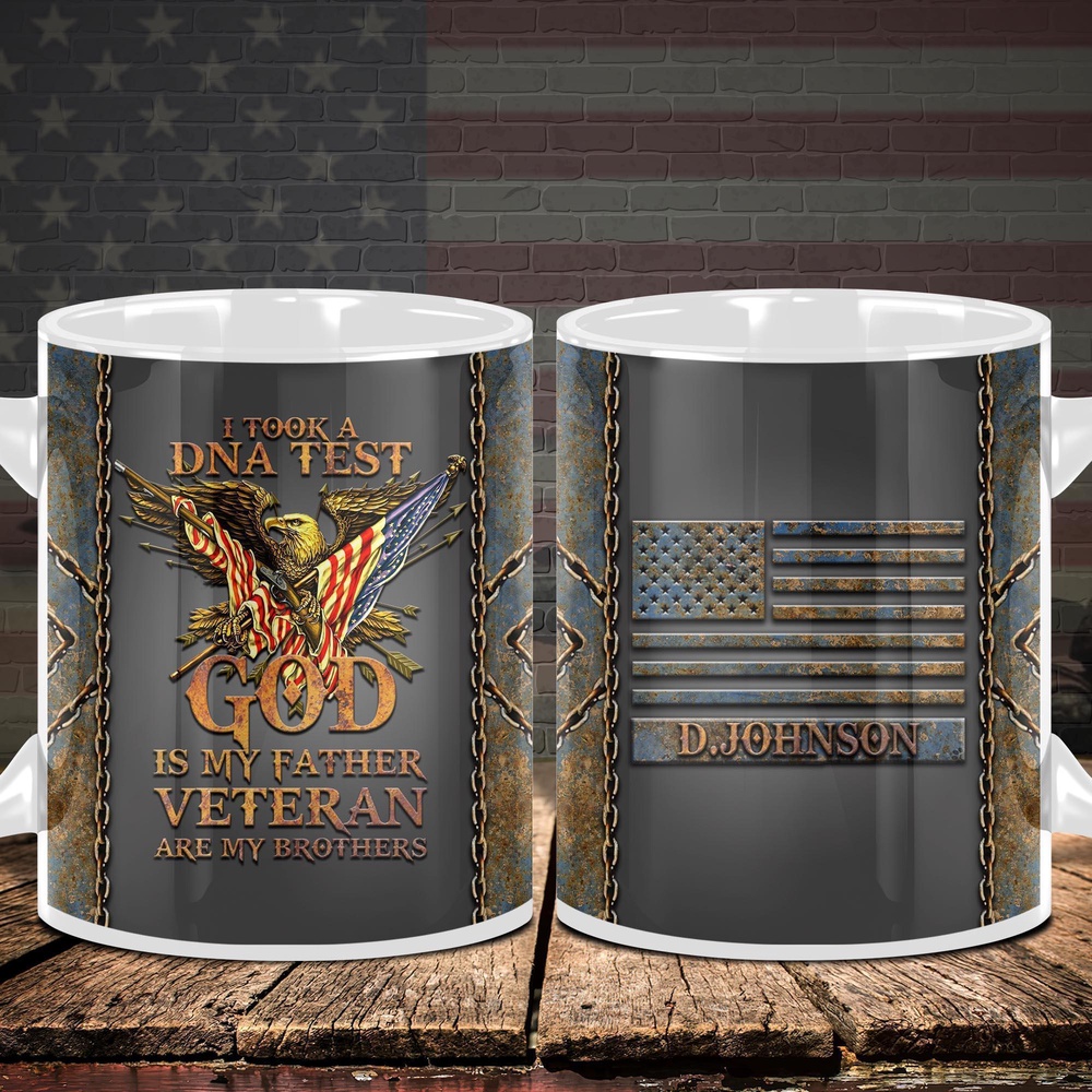 US Veteran Mug, I Took A DNA Test God Is My Father Veterans Are My Brothers, Veteran Coffee Mugs, Military Mug