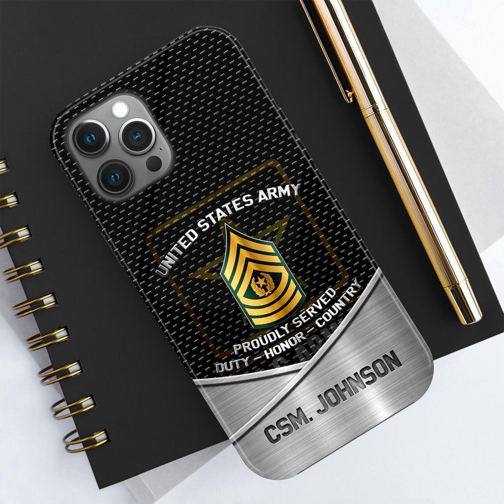 Us Army Phone Case Custom Your Name And Rank, Military Phone Cases, Army Phone Case