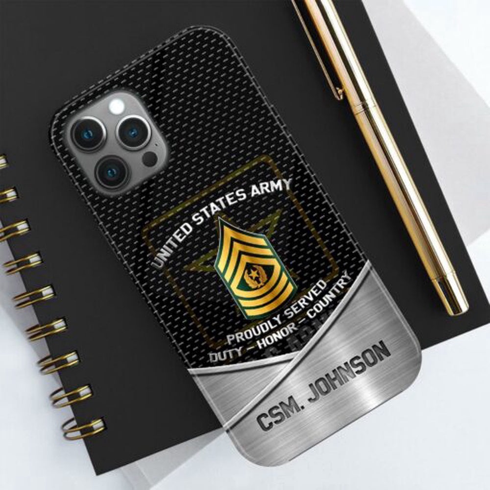 Us Army Phone Case Custom Your Name And Rank, Military Phone Cases, Army Phone Case