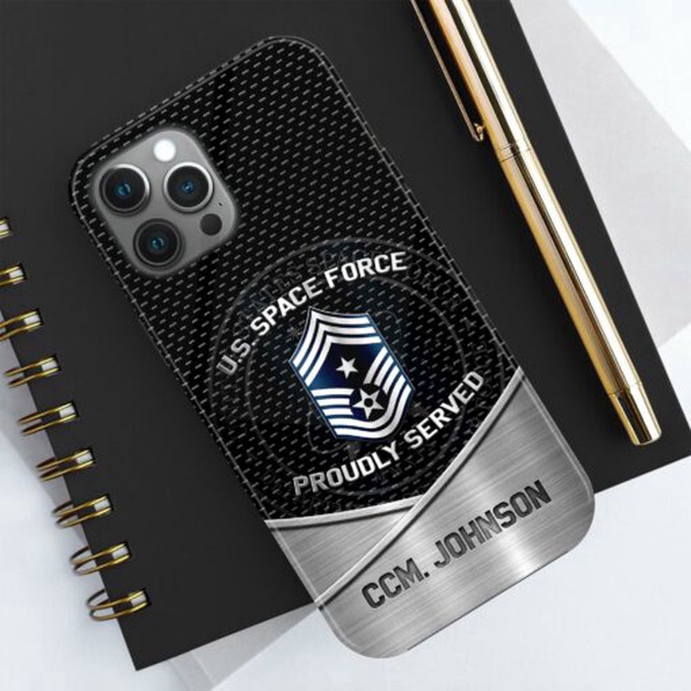 Us Space Force Phone Case Custom Your Name And Rank, Veteran Phone Case, Military Phone Cases