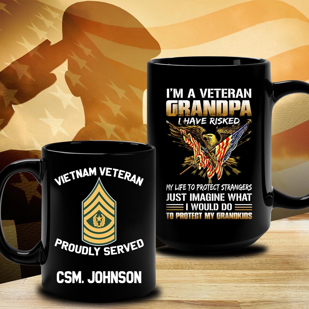 Vietnam Veteran Mug I Am A Veteran Grandpa I Have Risked, Veteran Coffee Mugs, Military Mug