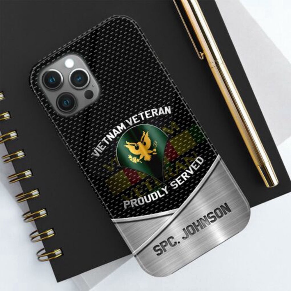 Vietnam Veteran Phone Case Custom Your Name And Rank, Veteran Phone Case, Military Phone Cases