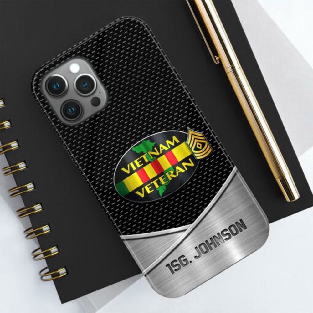 Vietnam Veteran Phone Case Personalized Your Name And Rank, Veteran Phone Case, Military Phone Cases