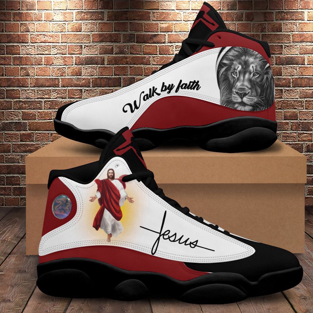 Walk By Faith Jesus And Lion Art Basketball Shoes, Christian Basketball Shoes, Basketball Shoes 2024