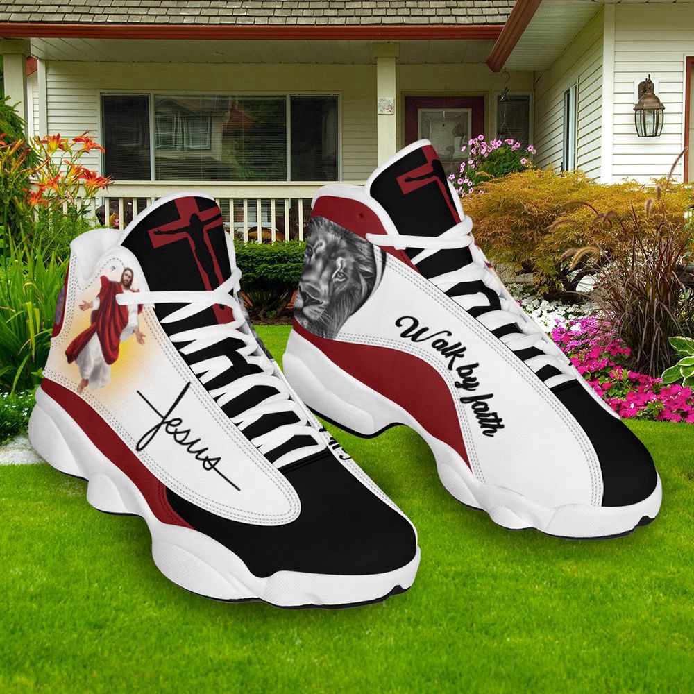 Walk By Faith Jesus And Lion Art Basketball Shoes, Christian Basketball Shoes, Basketball Shoes 2024
