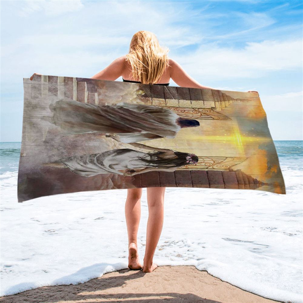 Walking With Jesus The Way To Heaven Beach Towel, Christian Beach Towel, Beach Towel