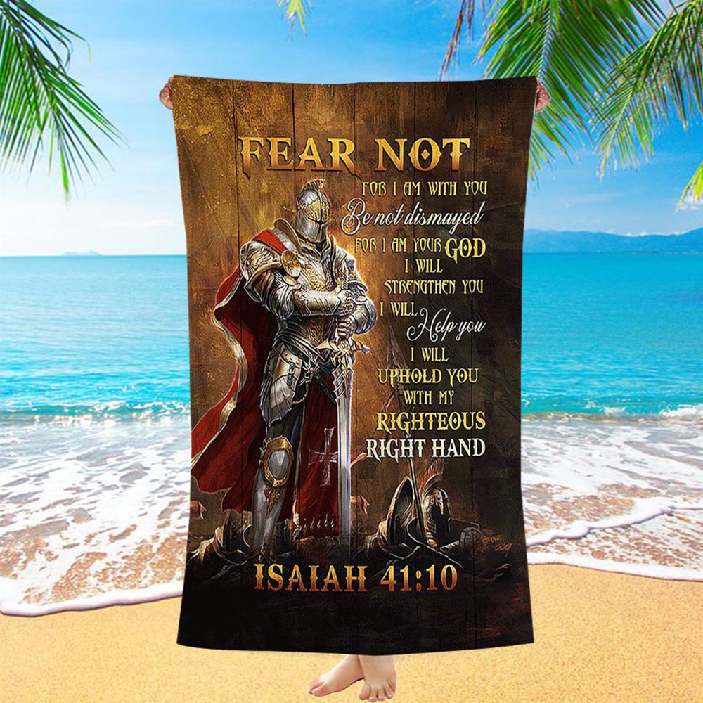 Warrior Jesus Fear Not For I Am With You Beach Towel, Christian Beach Towel, Beach Towel