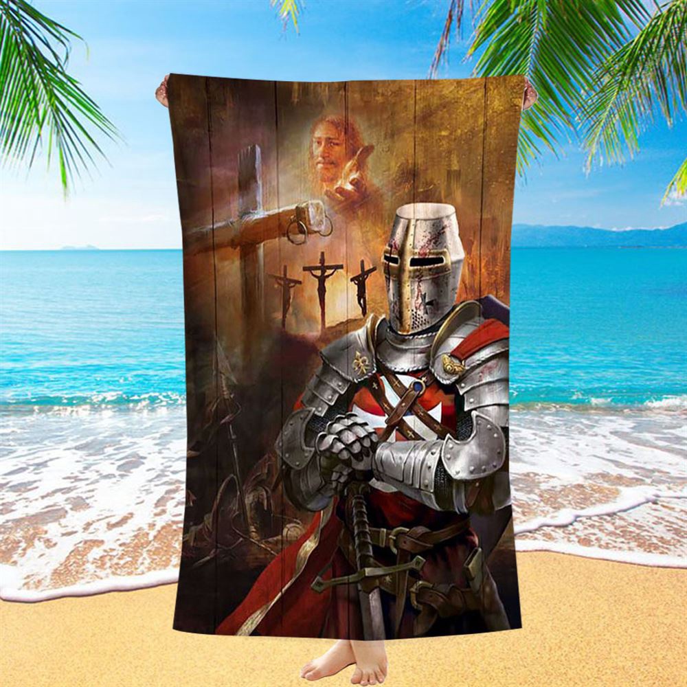 Warrior Jesus On The Cross Jesus Calls Beach Towel, Christian Beach Towel, Beach Towel