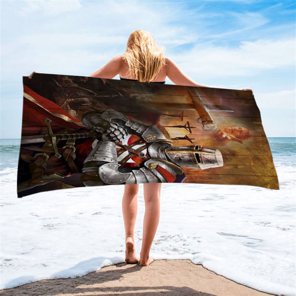 Warrior Jesus On The Cross Jesus Calls Beach Towel, Christian Beach Towel, Beach Towel