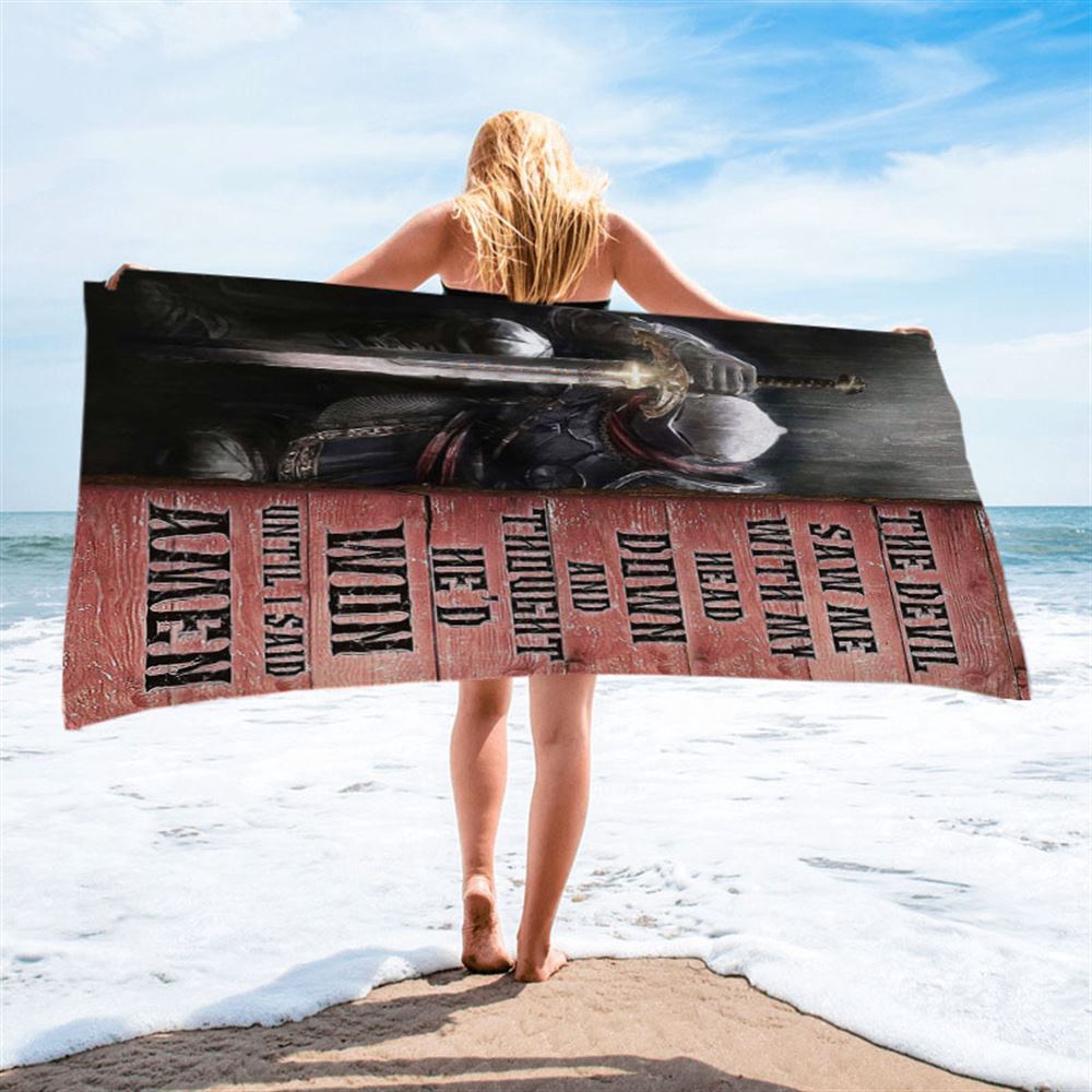 Warrior The Devil Thought He’d Won Until I Said Amen Beach Towel, Christian Beach Towel, Beach Towel