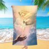 Watercolor Jesus Laughing Beach Towel, Christian Beach Towel, Beach Towel
