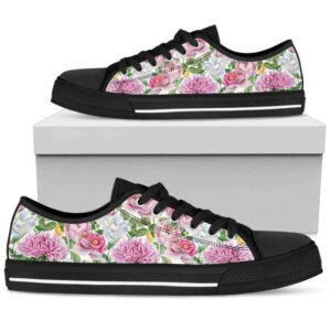 Watercolor Floral Women’s Low Top Shoes Black,&hellip;