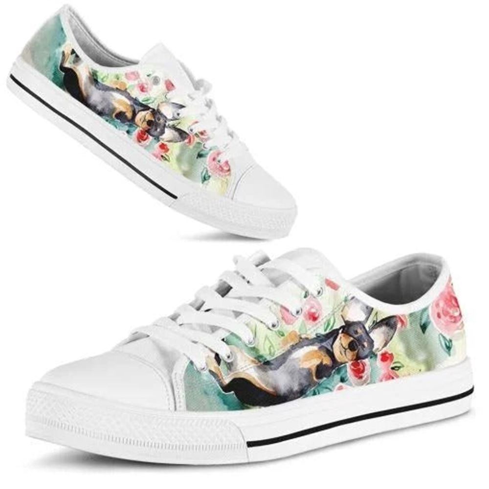 Watercolor Lovely Wiener Low Top Shoes, Low Top Designer Shoes, Low Top Sneakers