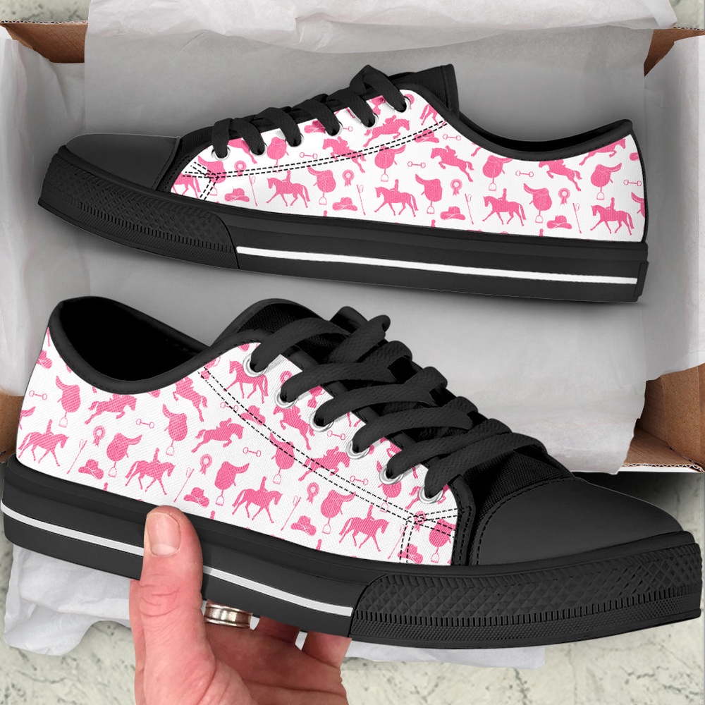 Western Horse Pink Low Top Shoes Casual Shoes Gift For Adults, Low Tops, Low Top Sneakers