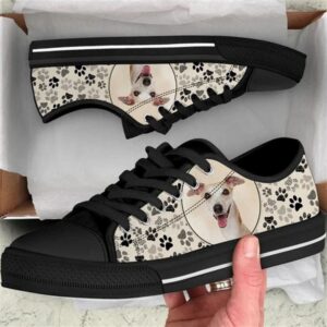 Whippet Dog Pattern Brown Canvas Low Top&hellip;