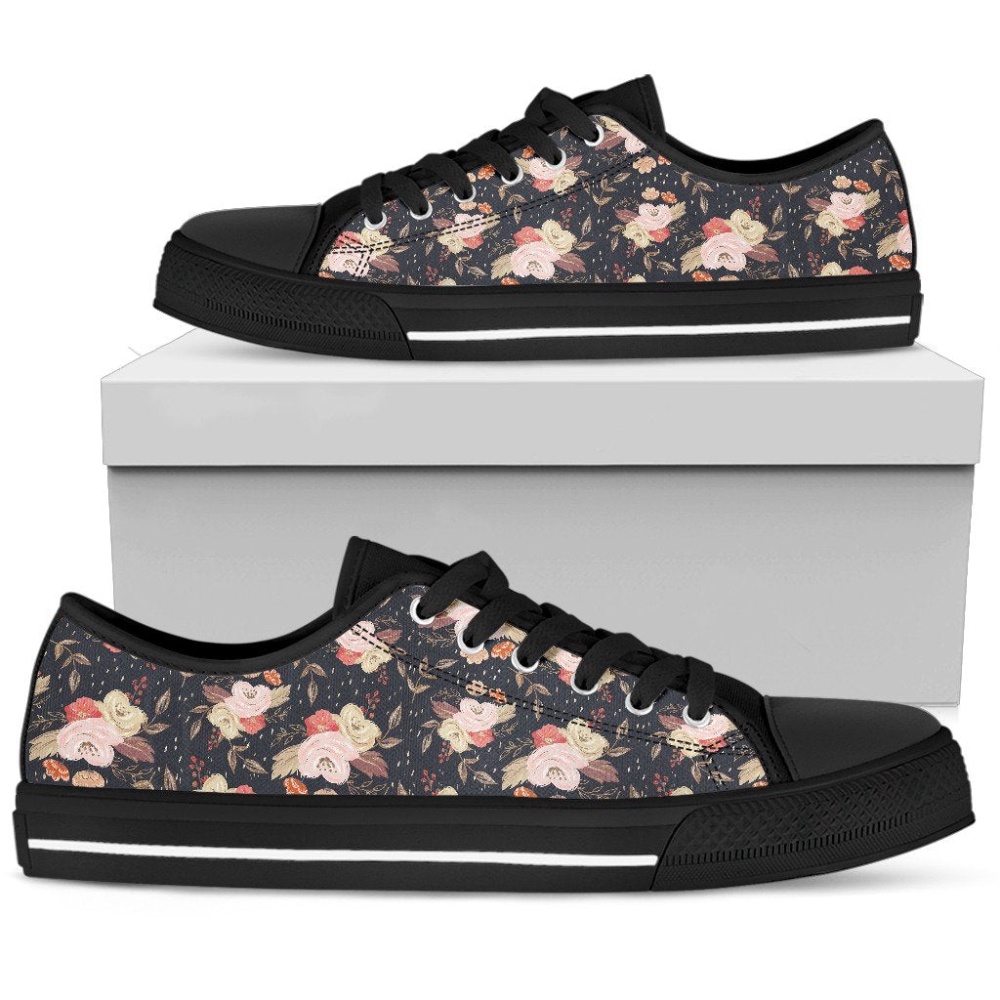 Women s Autumn Floral Low Top Shoes, Low Top Designer Shoes, Low Top Sneakers