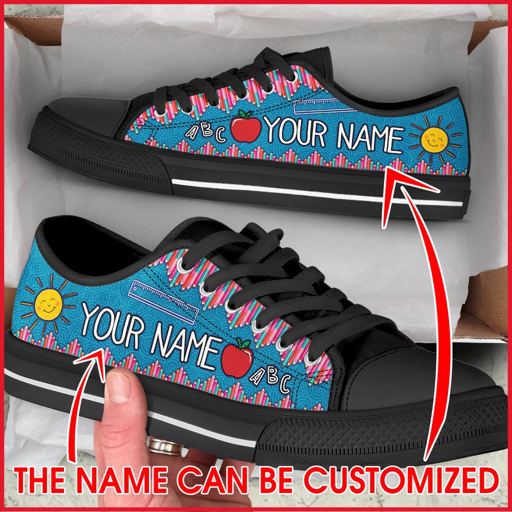 Your Name Crayon Zig Zag Low Top Shoes, Low Top Designer Shoes, Low Top Sneakers