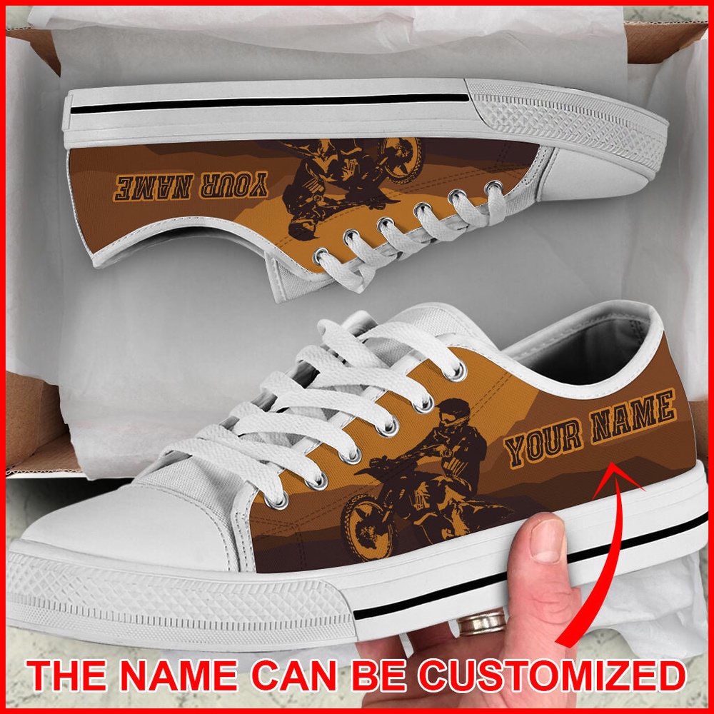 Your Name Motocross Moutain Personalized Custom Low Top Shoes, Low Top Sneakers, Sneakers Low Top