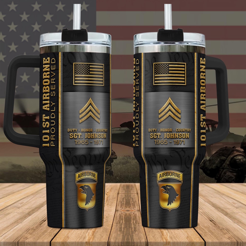 101st Airborne Division Custom Name Rank And Year Stanley Tumbler 40Oz, Veteran Tumbler, Military Tumbler For Soldiers