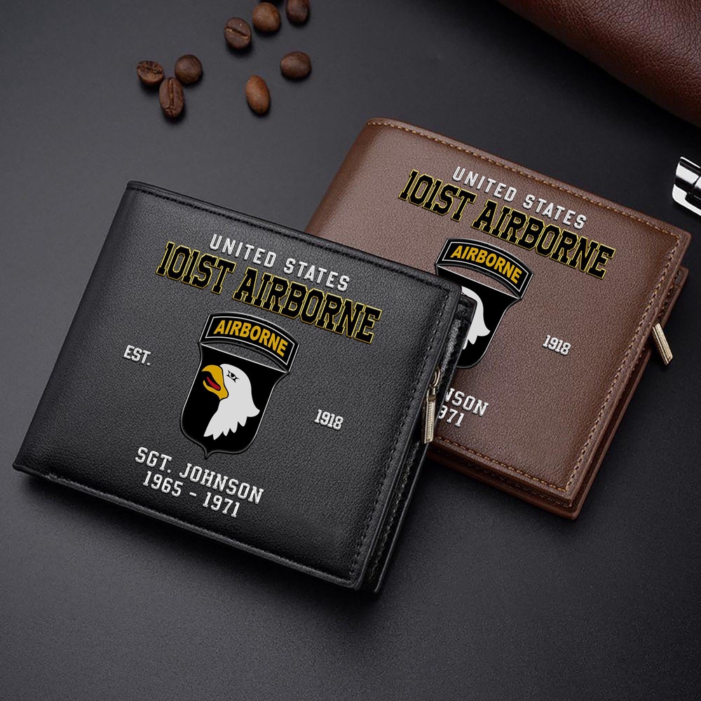 101st Airborne Division Military Men Wallet Custom Name And Year, US Military Men Wallet, Veteran Wallet 101st Airborne Division Military Men Wallet Custom Name And Year, US Military Men Wallet, Veteran Wallet