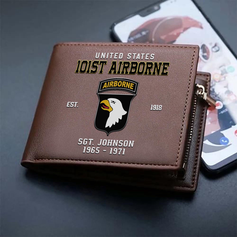 101st Airborne Division Military Men Wallet Custom Name And Year, US Military Men Wallet, Veteran Wallet 101st Airborne Division Military Men Wallet Custom Name And Year, US Military Men Wallet, Veteran Wallet