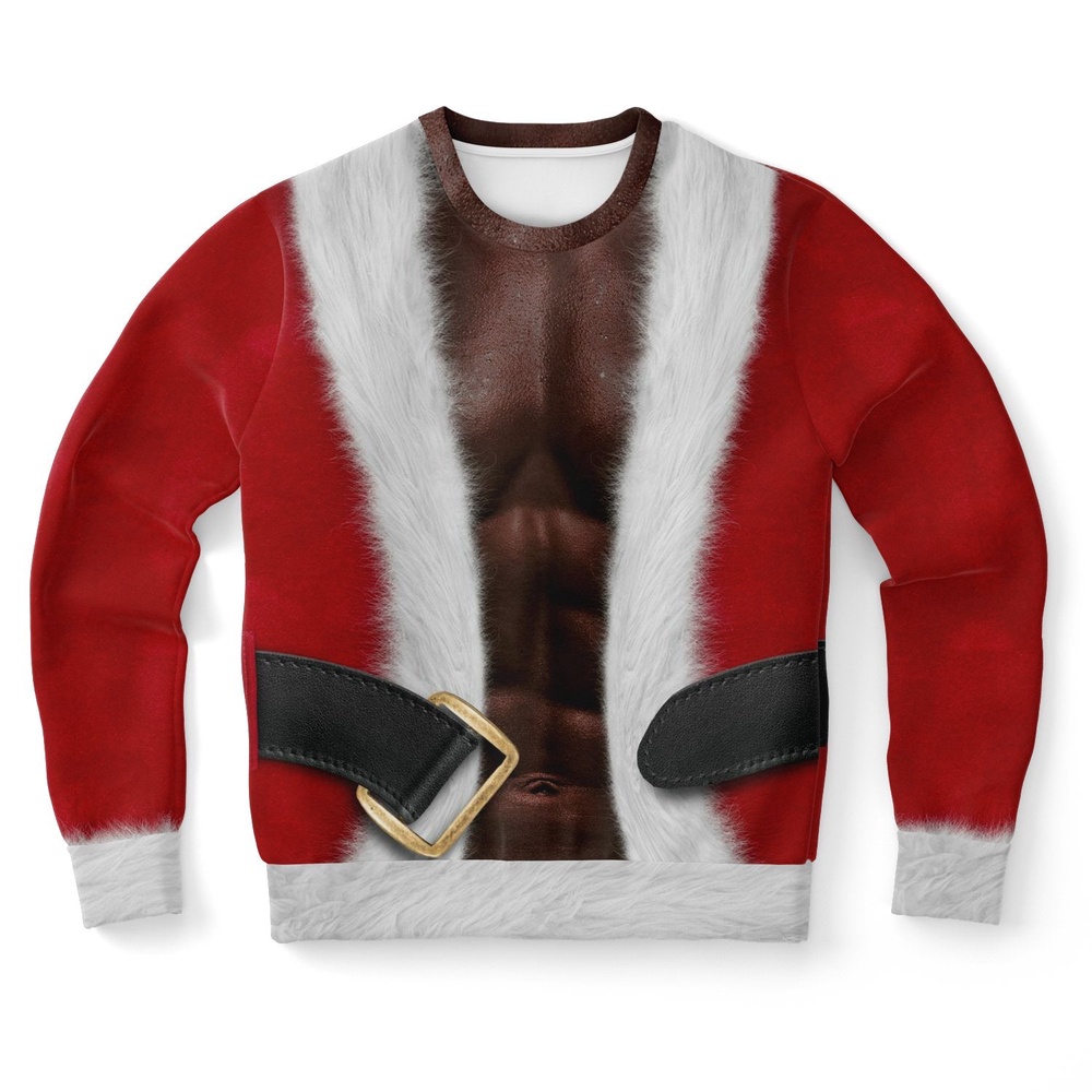 African Black Santa With Muscle Ugly Christmas Sweater, Christmas Sweater, Ugly Sweater, Funny Xmas Sweaters