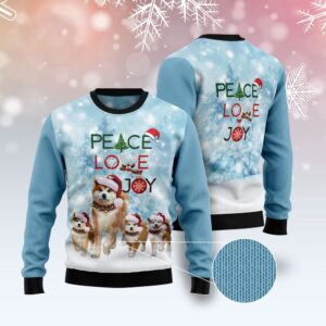 Akita Peace Love Joy Ugly Sweater Ugly&hellip;