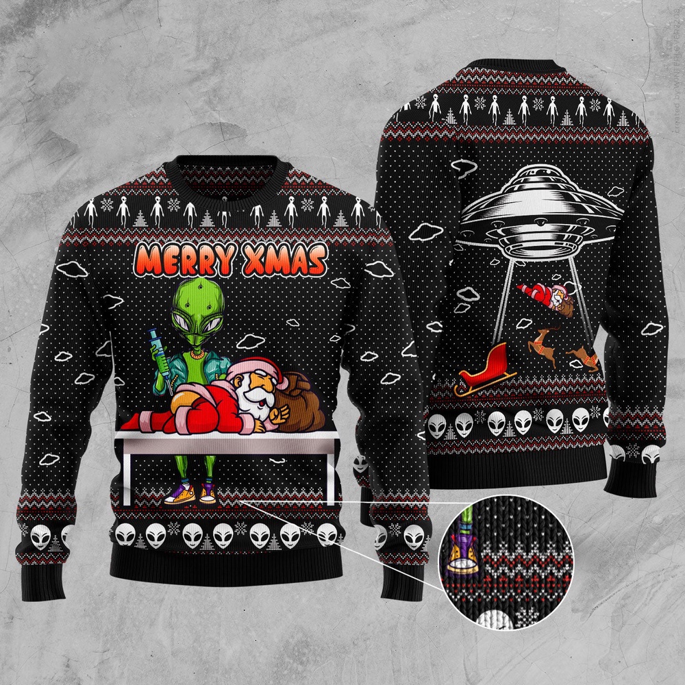 Alien Merry Xmas Ugly Christmas Sweater, Christmas Sweater, Ugly Sweater, Funny Xmas Sweaters