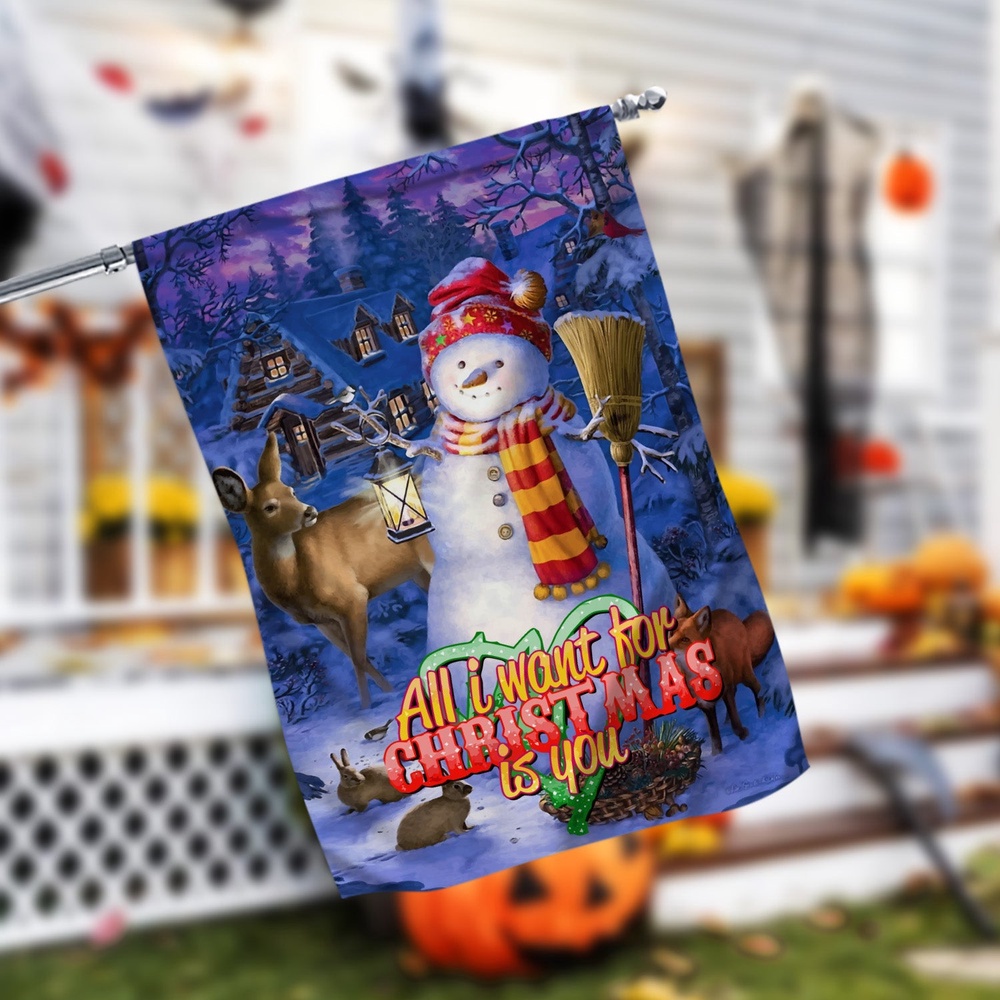 All I Want For Christmas Is You Garden FlagXmas, Garden Flags, Outdoor Xmas Flags, Christmas Flag Outdoor