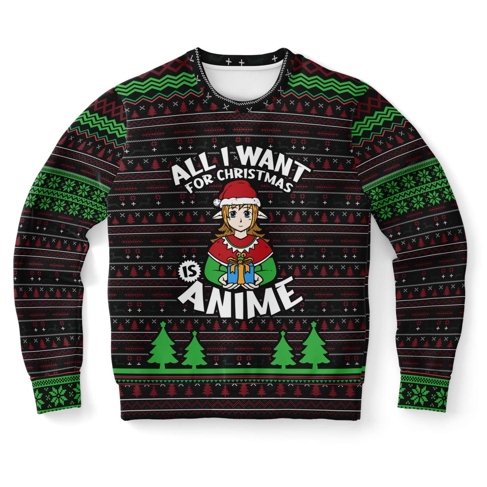All I Want For Christmas is Anime Ugly Christmas Sweater, Christmas Sweater, Ugly Sweater, Funny Xmas Sweaters