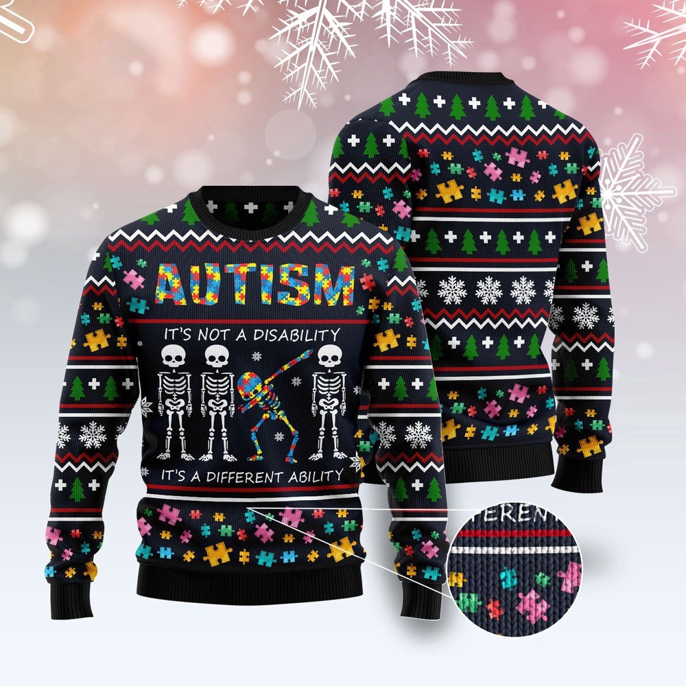 Autism It’s A Different Ability Ugly Christmas Sweater, Christmas Sweater, Ugly Sweater, Funny Xmas Sweaters