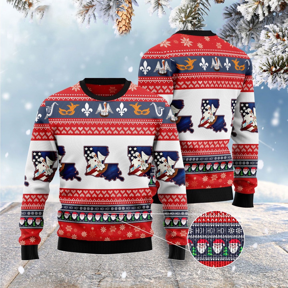 Awesome Louisiana Ugly Christmas Sweater, Christmas Sweater, Ugly Sweater, Funny Xmas Sweaters