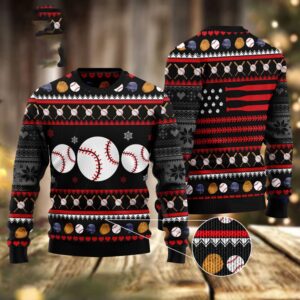 Baseball Balls Christmas Ugly Christmas Sweater, Christmas&hellip;