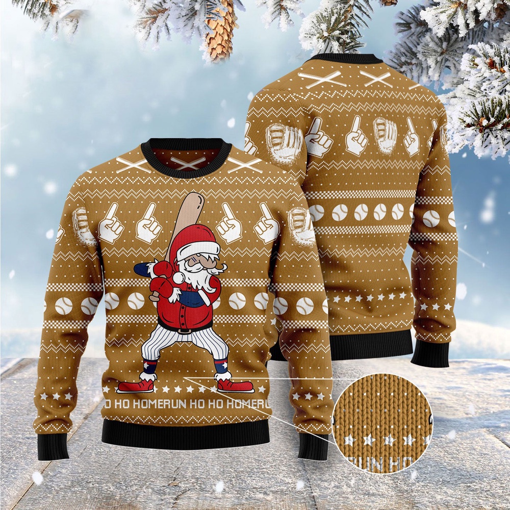 Baseball Ho Ho Homerun Ugly Christmas Sweater, Christmas Sweater, Ugly Sweater, Funny Xmas Sweaters
